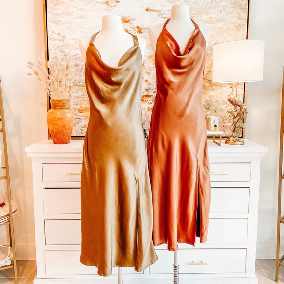 Satin Halter Dress - Picture 1 of 4